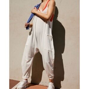 New Free People Hot Shot Onesie in Painted White FP Movement Large